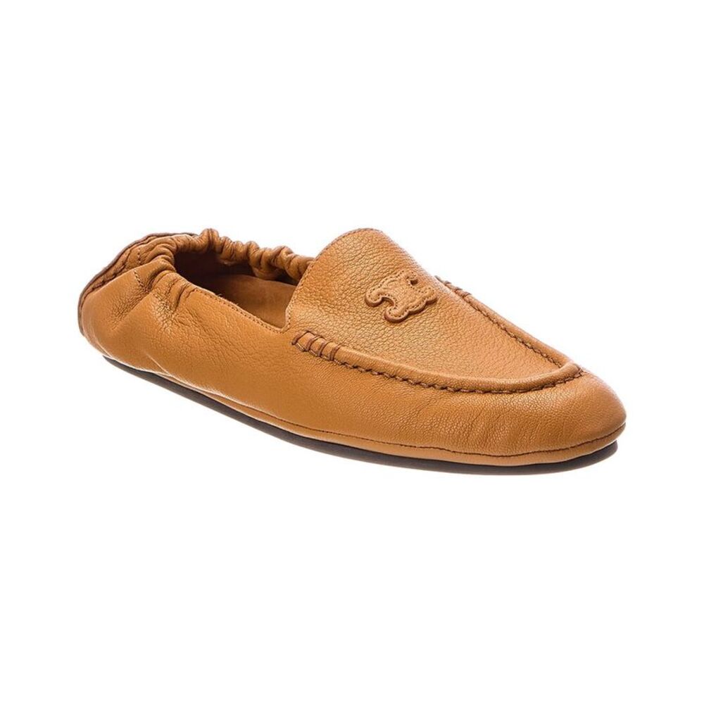 Celine Logo Leather Loafer, Brown